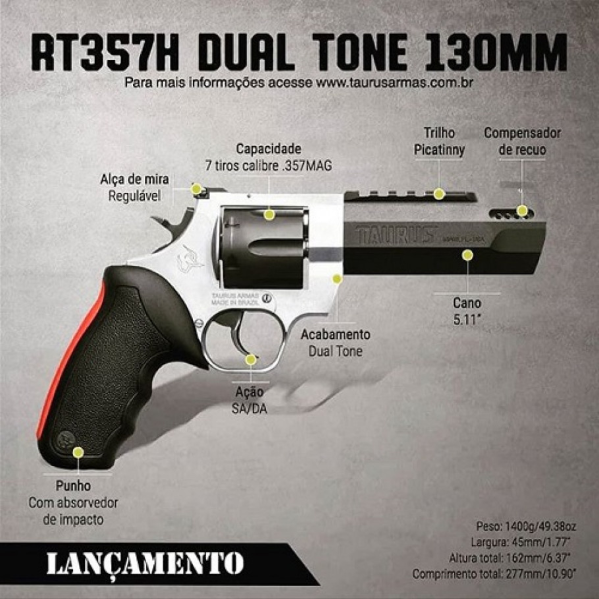 Revólver Taurus RT357H Dual Tone Cal. .357 MAG 5.1'' - Imagem 2