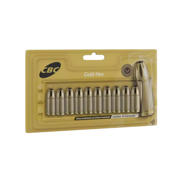 Munição CBC 38TPC Expo Gold Hex 124GR - Blister c/ 10 unidades