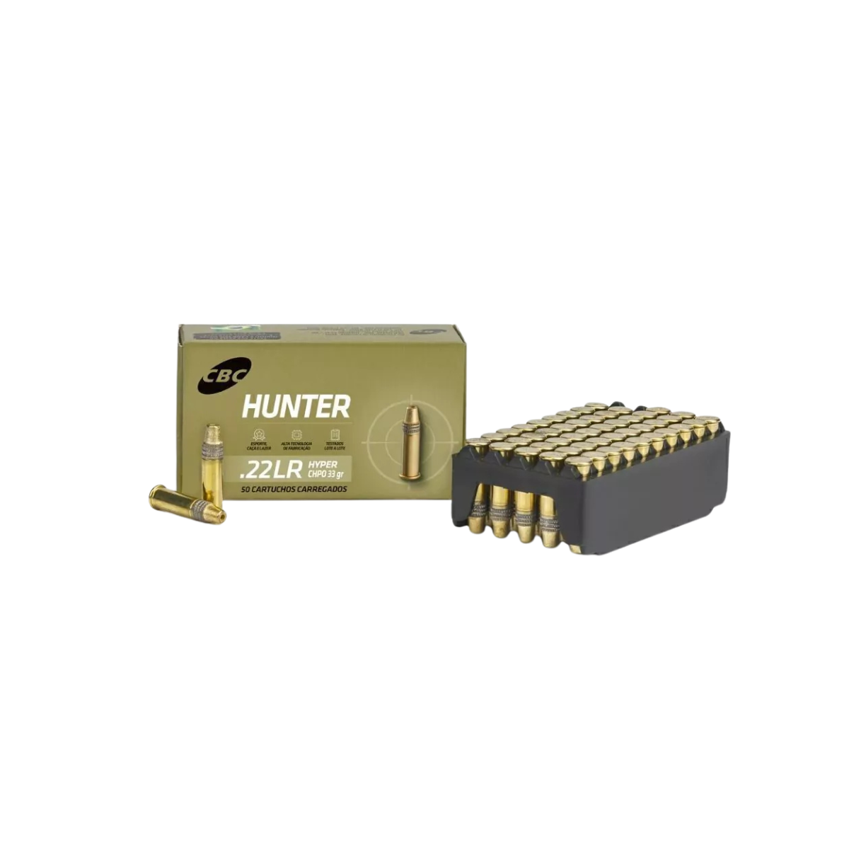 Munição CBC 22LR CHPO 33GR Hunter Hyper - Caixa c/ 50 unidades