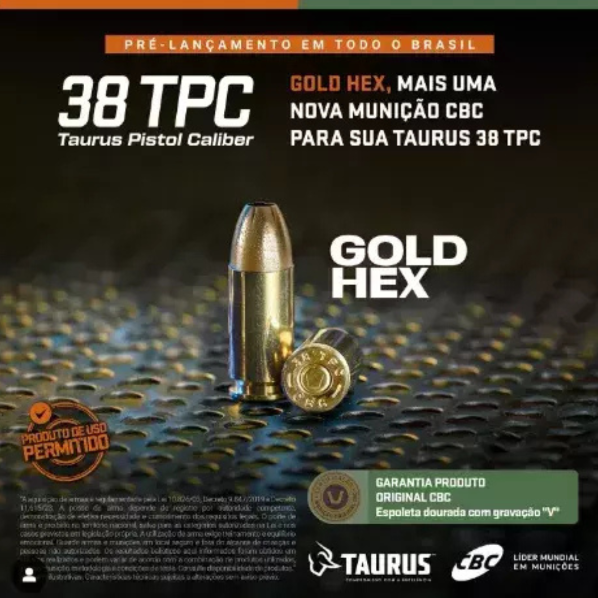 Munição CBC 38TPC Expo Gold Hex 124GR - Blister c/ 10 unidades - Imagem 3
