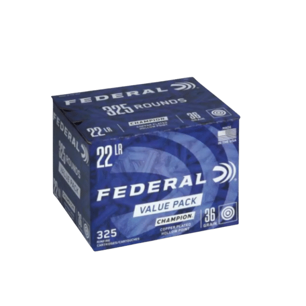 Munição Federal calibre 22 LR Champion Coper plated 36gr HP CX 325
