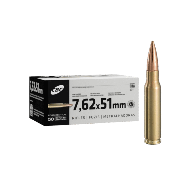 Munição P/ Fuzil CBC Cal. 7,62x51mm Comum M80 Caixa c/50 unidades